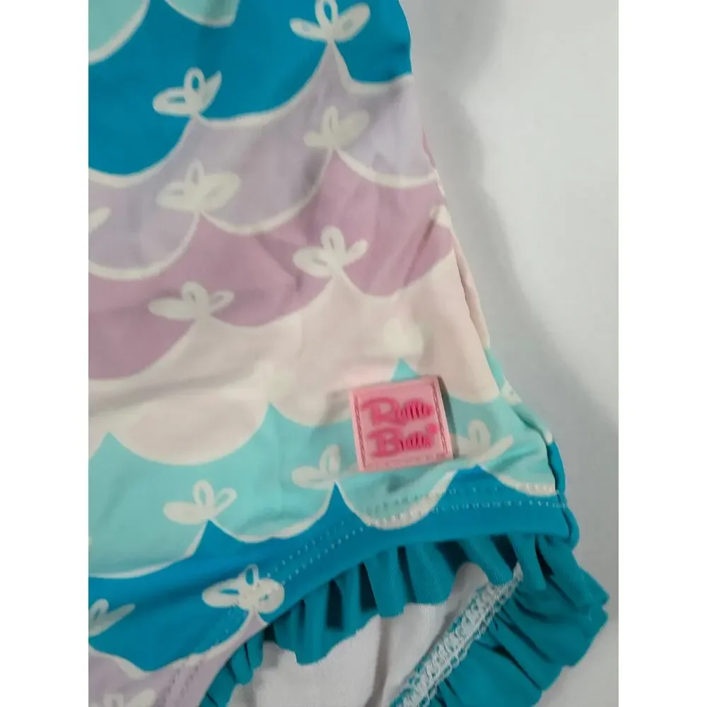 RuffleButts One-Shoulder Ruffle Scallop Print One Piece Swimsuit size 4